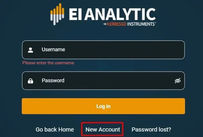 EI-Analytic™ - New Account