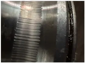 EI-Analytic™ vibration spectrum showing detected fluted bearing failure pattern on a DC motor, confirmed through RPM-triggered PHANTOM® sensor data