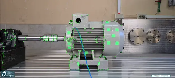 Dragon Vision® software interface showing target selection areas on the GIDTEC vibration bench during non-contact video-based vibration analysis