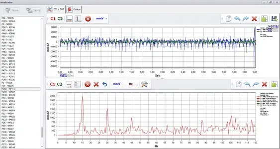 Technician using vibration analysis to detect early signs of imbalance, misalignment, bearing faults, and looseness in rotating equipment