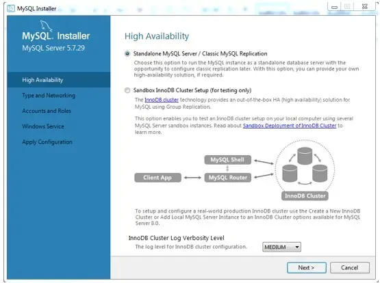 Choose Standalone MySQL Server