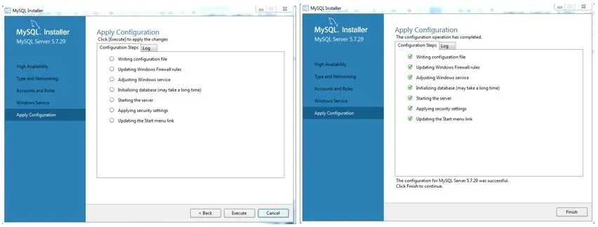 Apply Configuration click execute