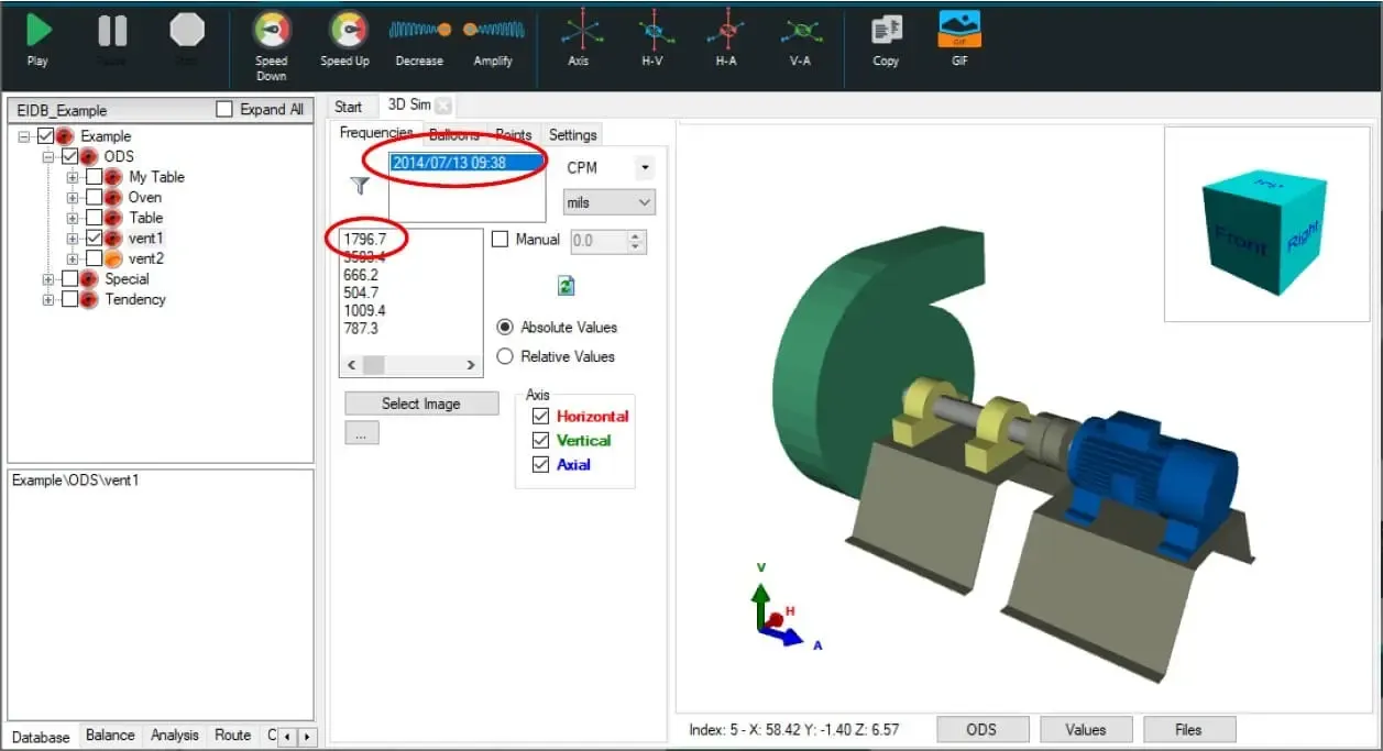 Select the route and the RPM