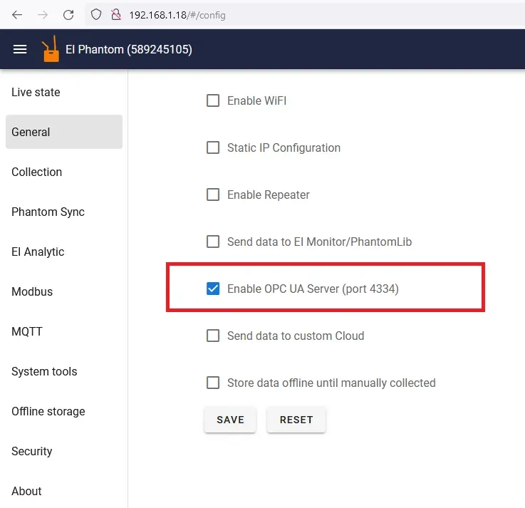 Enable OPC UA Server