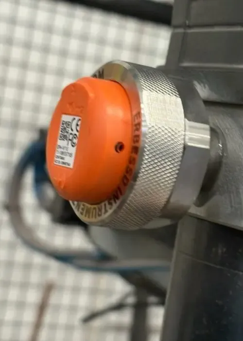 EPH-V11E wireless triaxial sensors installed on industrial motors and gearboxes for vibration and temperature monitoring