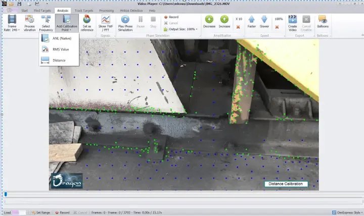 Dragon Vision® interface identifying dominant forcing frequency to enable phase simulation of targets