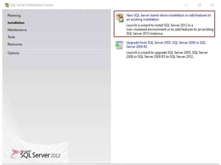 New SQL Server stand-alone installation