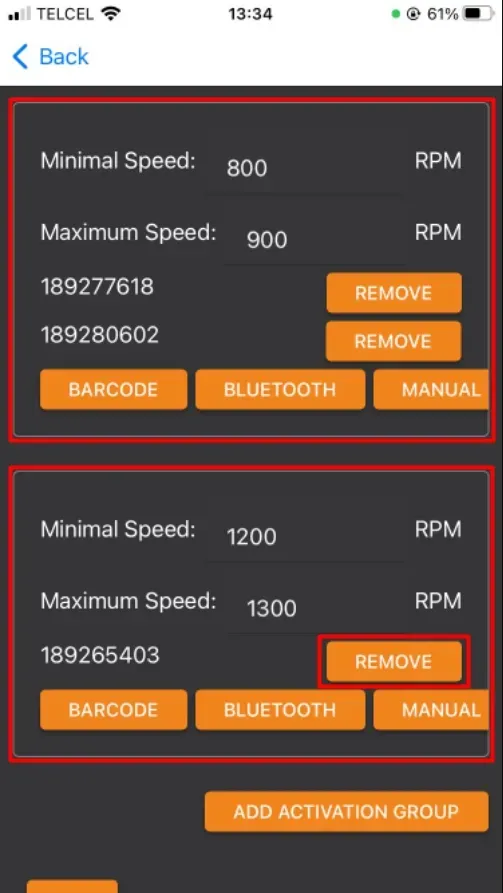Remove button