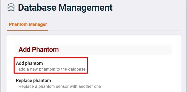Database Management - Add PHANTOM®