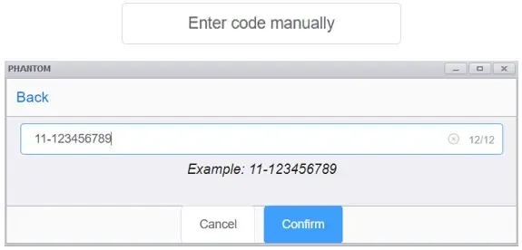 Enter code manually