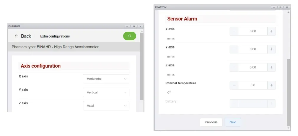 PHANTOM® alarms window