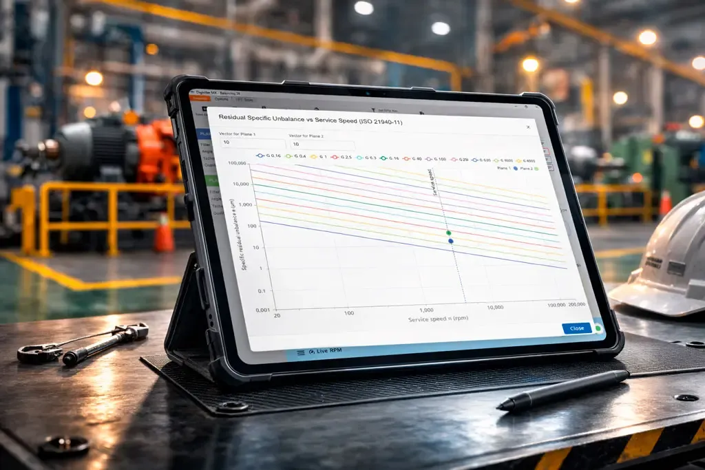 ISO 21940 balance quality grade chart inside Digivibe MX® 26 Balance