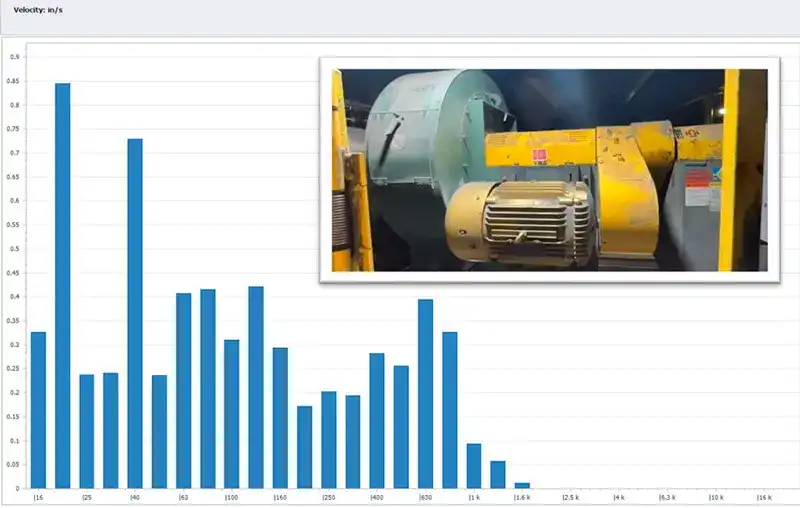 Octave band frequency spectrum visualization showing logarithmic scale divisions used in machine monitoring with Digivibe MX®
