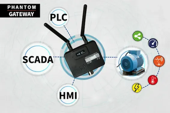 PHANTOM® wireless vibration transmitter and gateway by ERBESSD INSTRUMENTS® communicating through a sealed sheet steel air handling unit enclosure