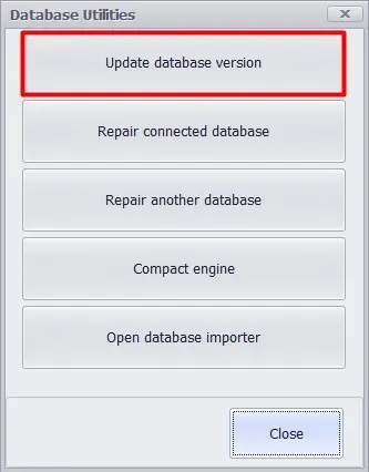 Update database option