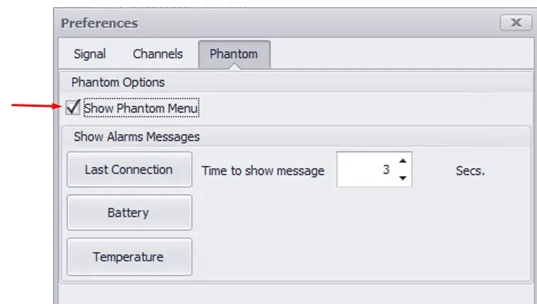 Show PHANTOM® Menu